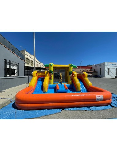 Castelo aquático inflável Palmeiras 5x4x2.60 - Frente - TierraFantasía